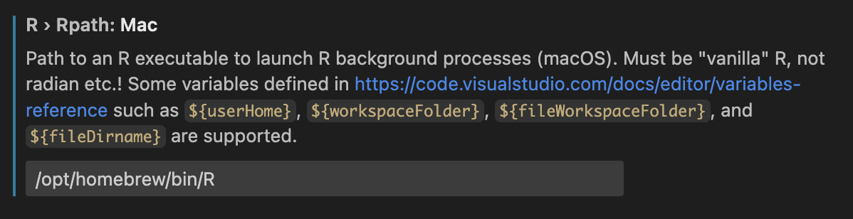 r.rpath.macの設定画面のスクリーンショット
